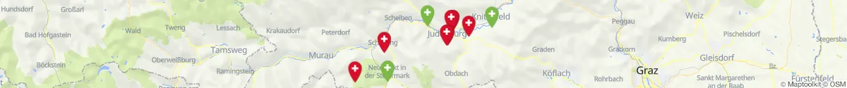 Kartenansicht für Apotheken-Notdienste in der Nähe von Mühlen (Murau, Steiermark)